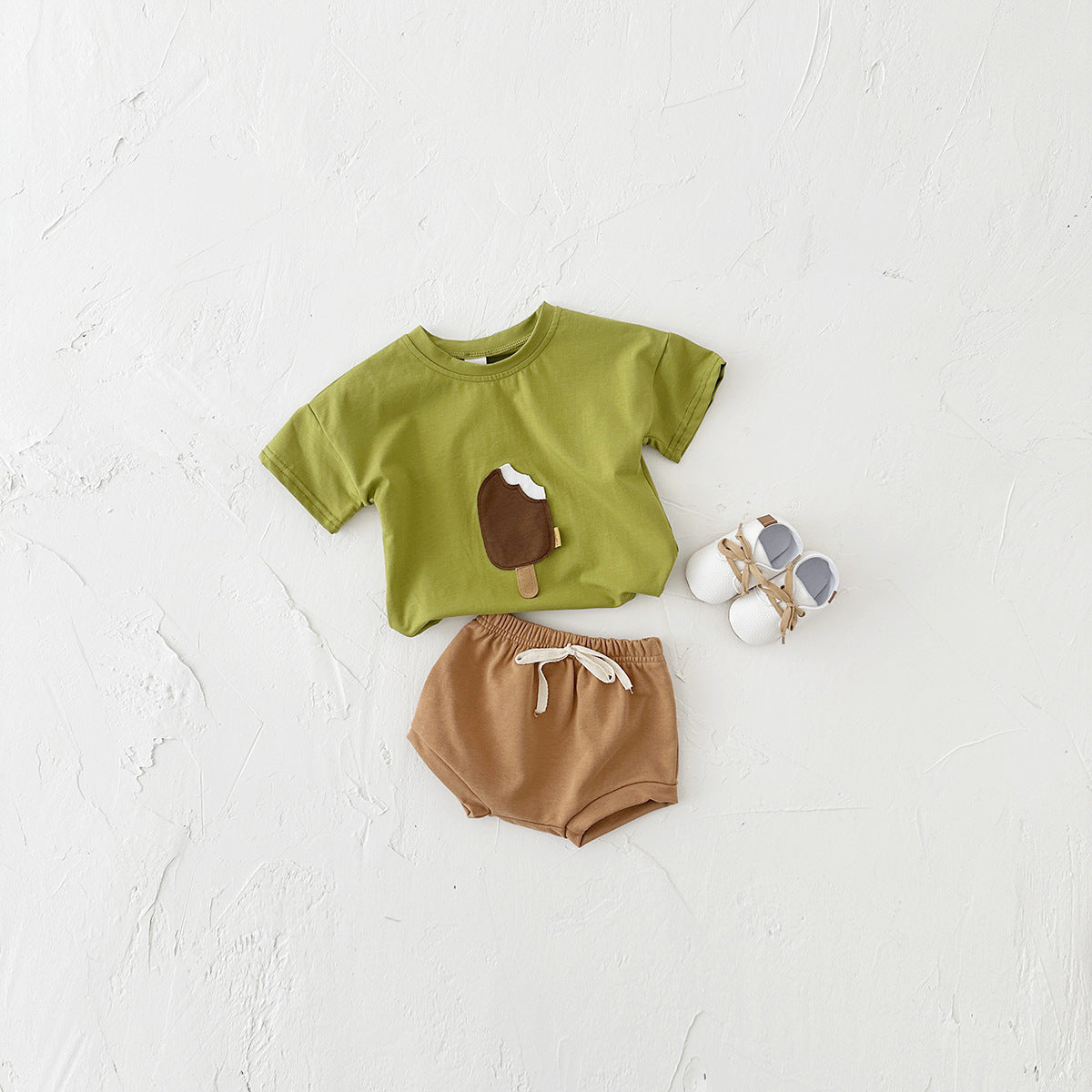 Girls' Casual Round Neck ice cream set