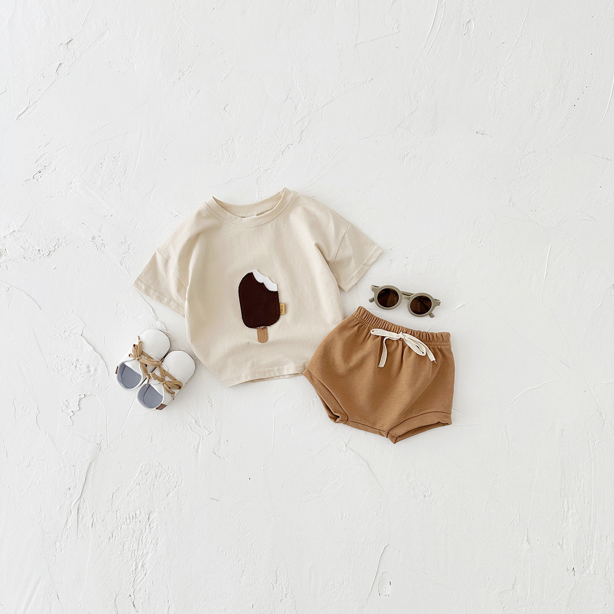 Girls' Casual Round Neck ice cream set