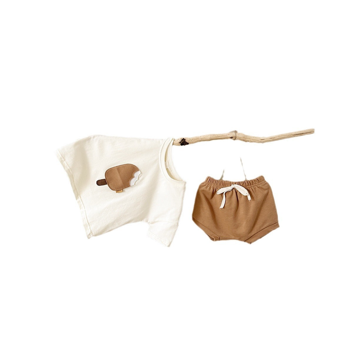 Girls' Casual Round Neck ice cream set