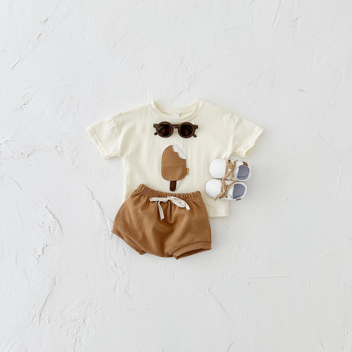Girls' Casual Round Neck ice cream set