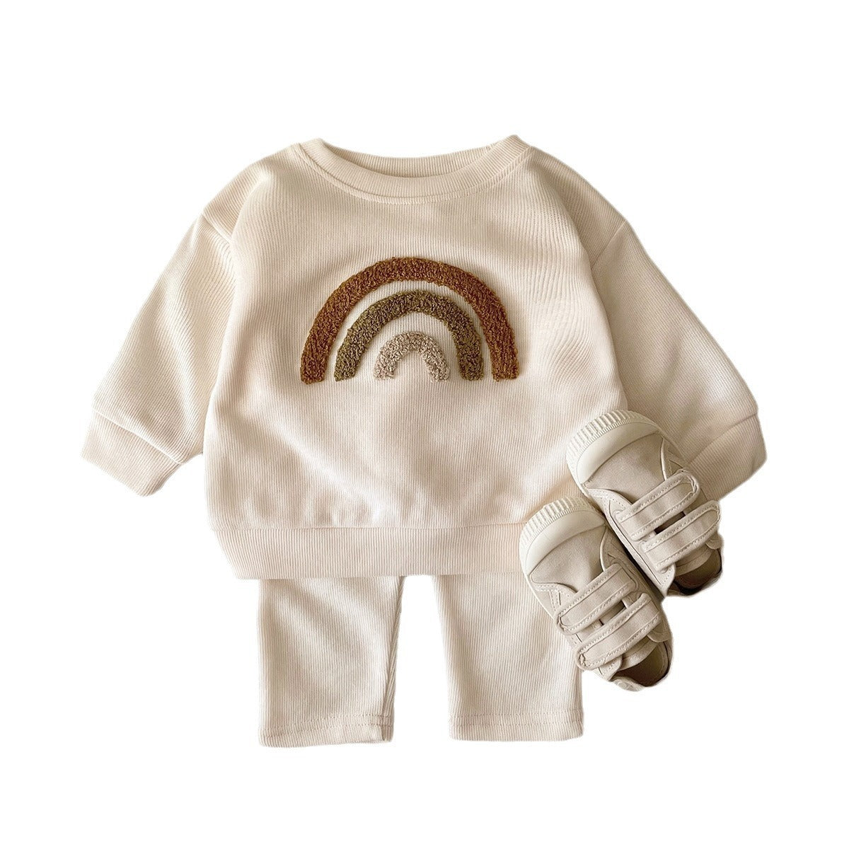 Spring And Autumn Newborn Alphabet Long Sleeve Two-piece Suit