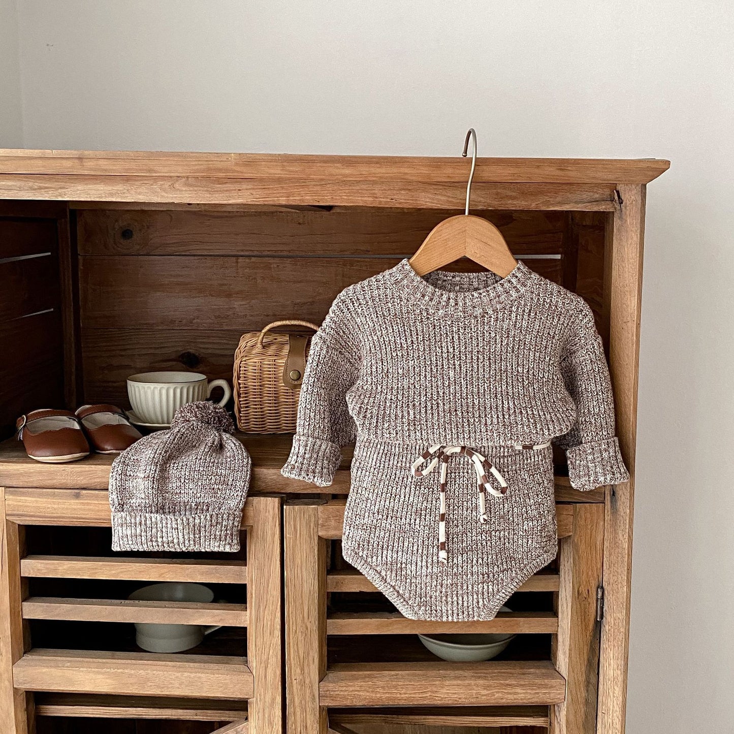 Infant Baby Girl Mixed Color Thick Pullover 3-piece Set