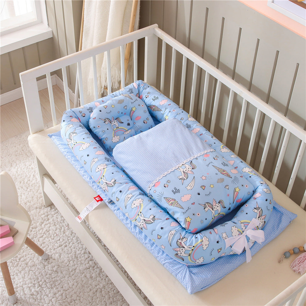 Crib Anti-pressure Newborn Foldable Portable Crib Middle Bed Baby Infant Mattress Bionic Travel bed