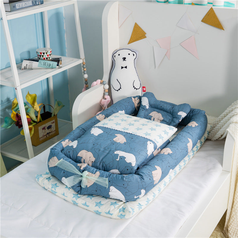 Crib Anti-pressure Newborn Foldable Portable Crib Middle Bed Baby Infant Mattress Bionic Travel bed
