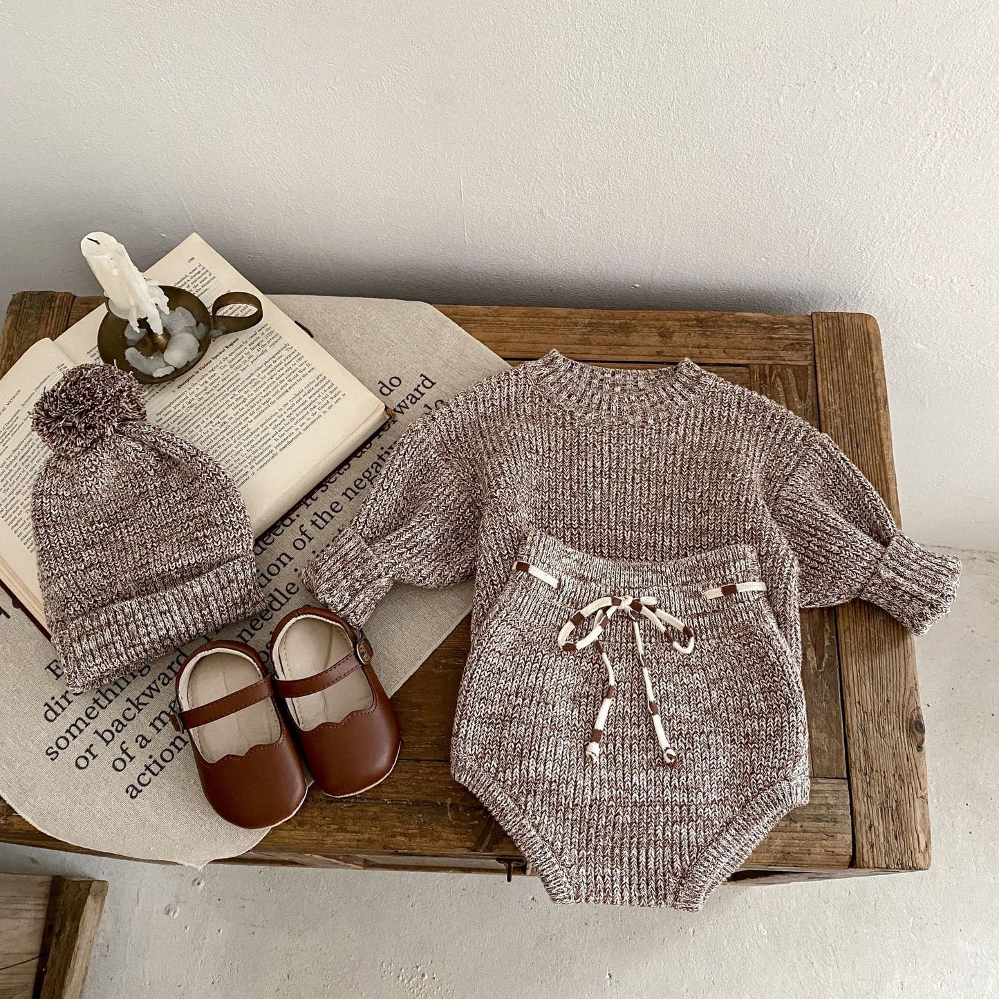 Infant Baby Girl Mixed Color Thick Pullover 3-piece Set