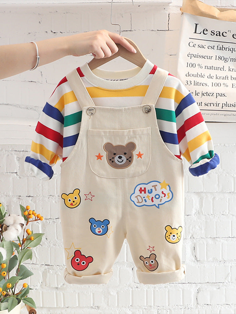 Boy’s Overalls with bear face design