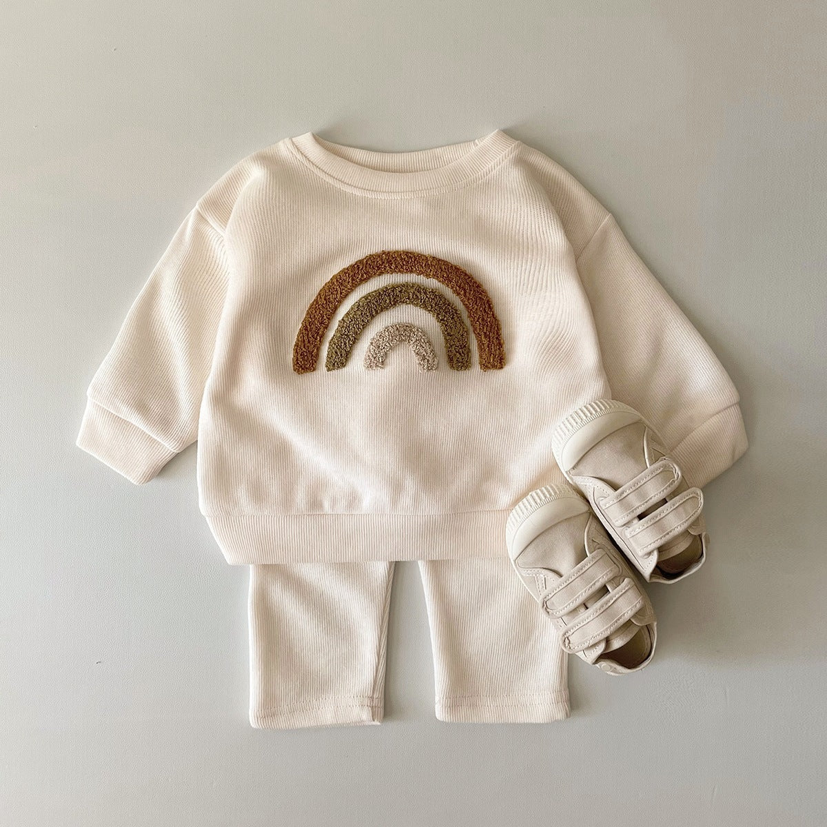 Spring And Autumn Newborn Alphabet Long Sleeve Two-piece Suit