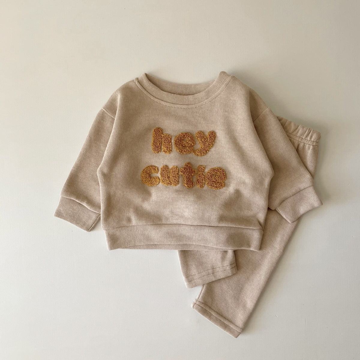 Spring And Autumn Newborn Alphabet Long Sleeve Two-piece Suit