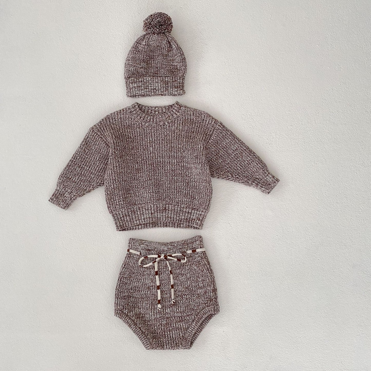 Infant Baby Girl Mixed Color Thick Pullover 3-piece Set